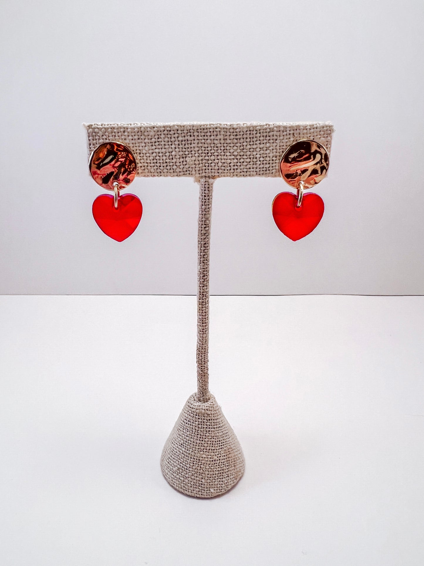 Hammered Gold Stud with Hearts
