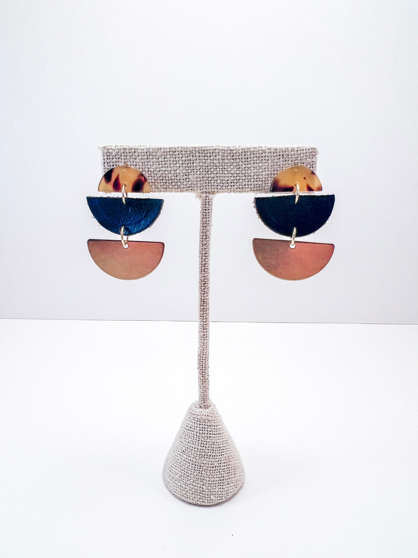 Tortoise Shell Half Moon Earrings
