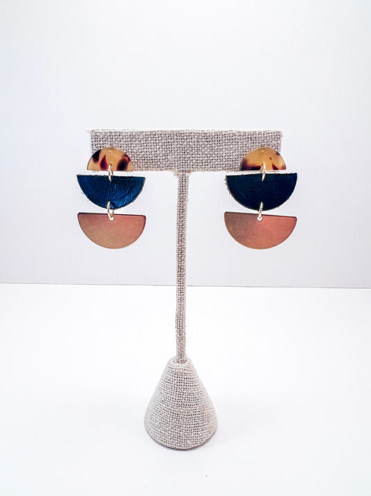 Tortoise Shell Half Moon Earrings