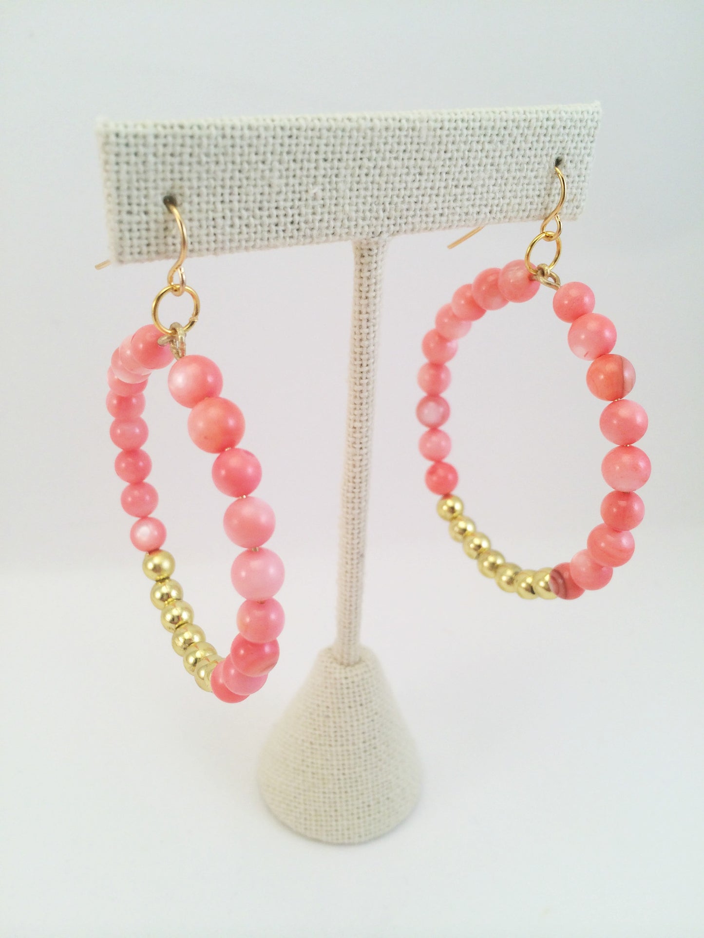 beaded gold hoops