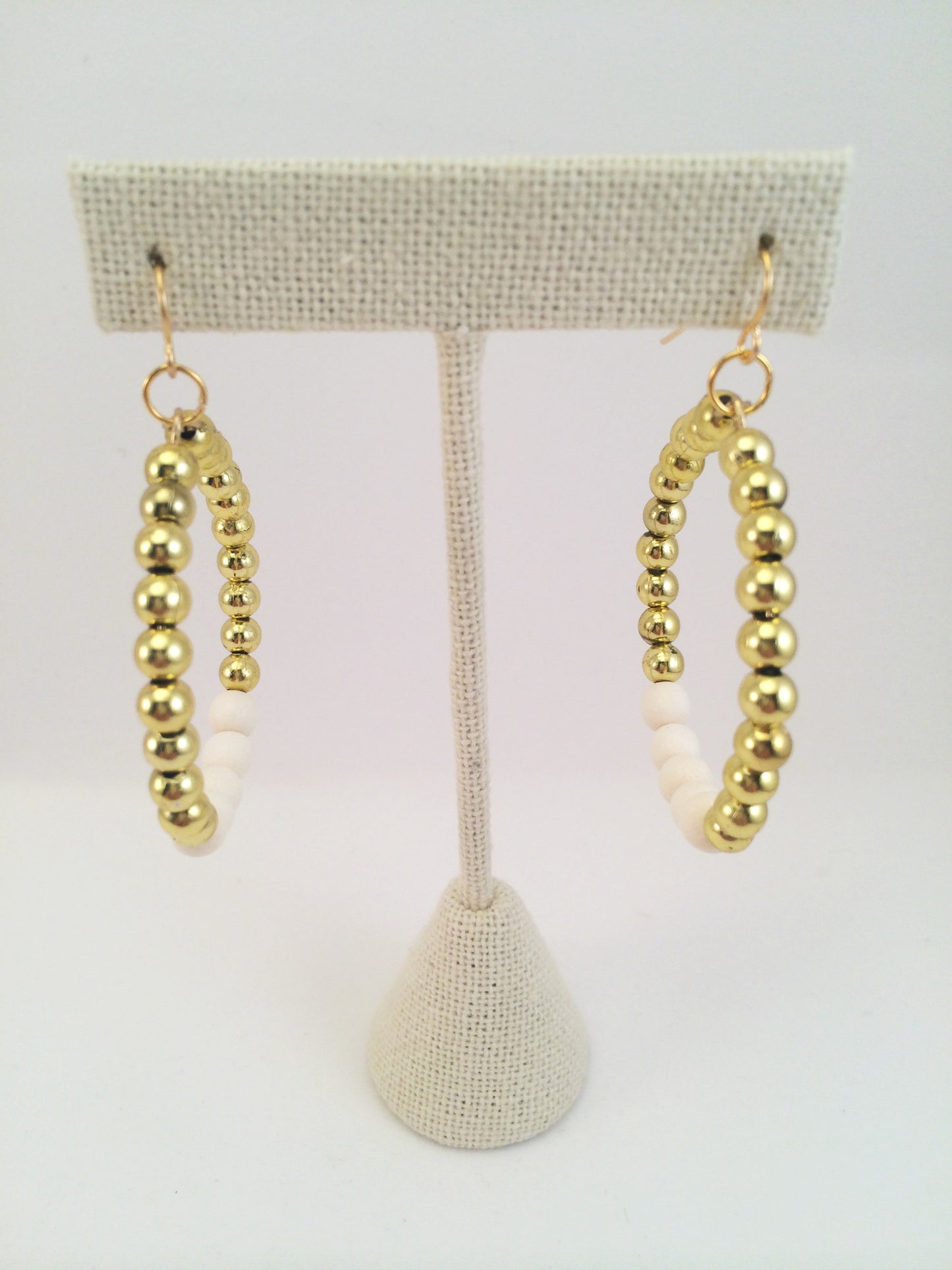 beaded gold hoops