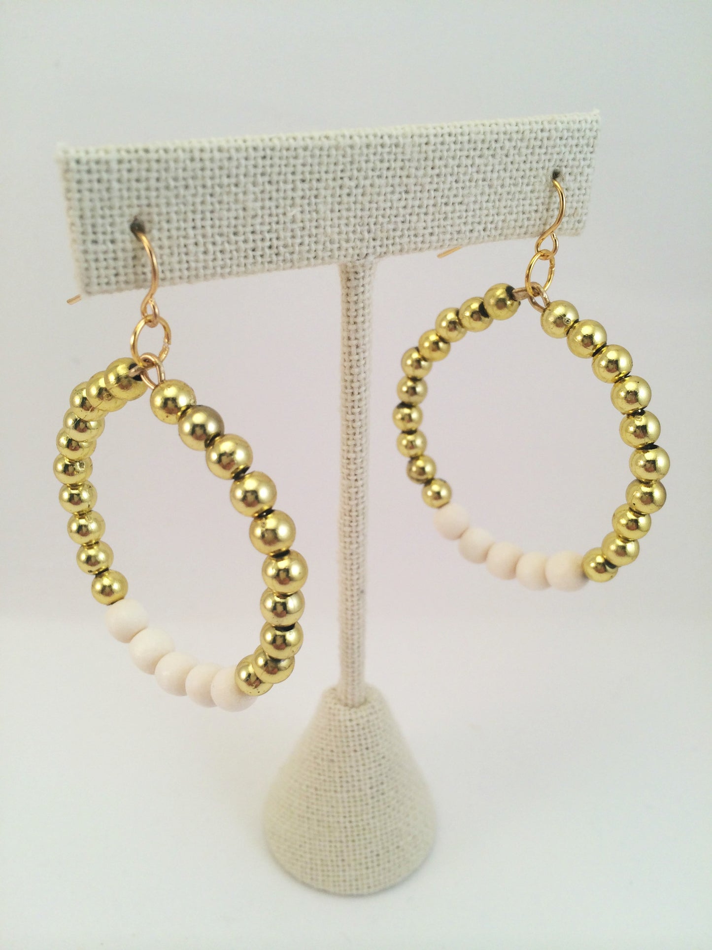 beaded gold hoops