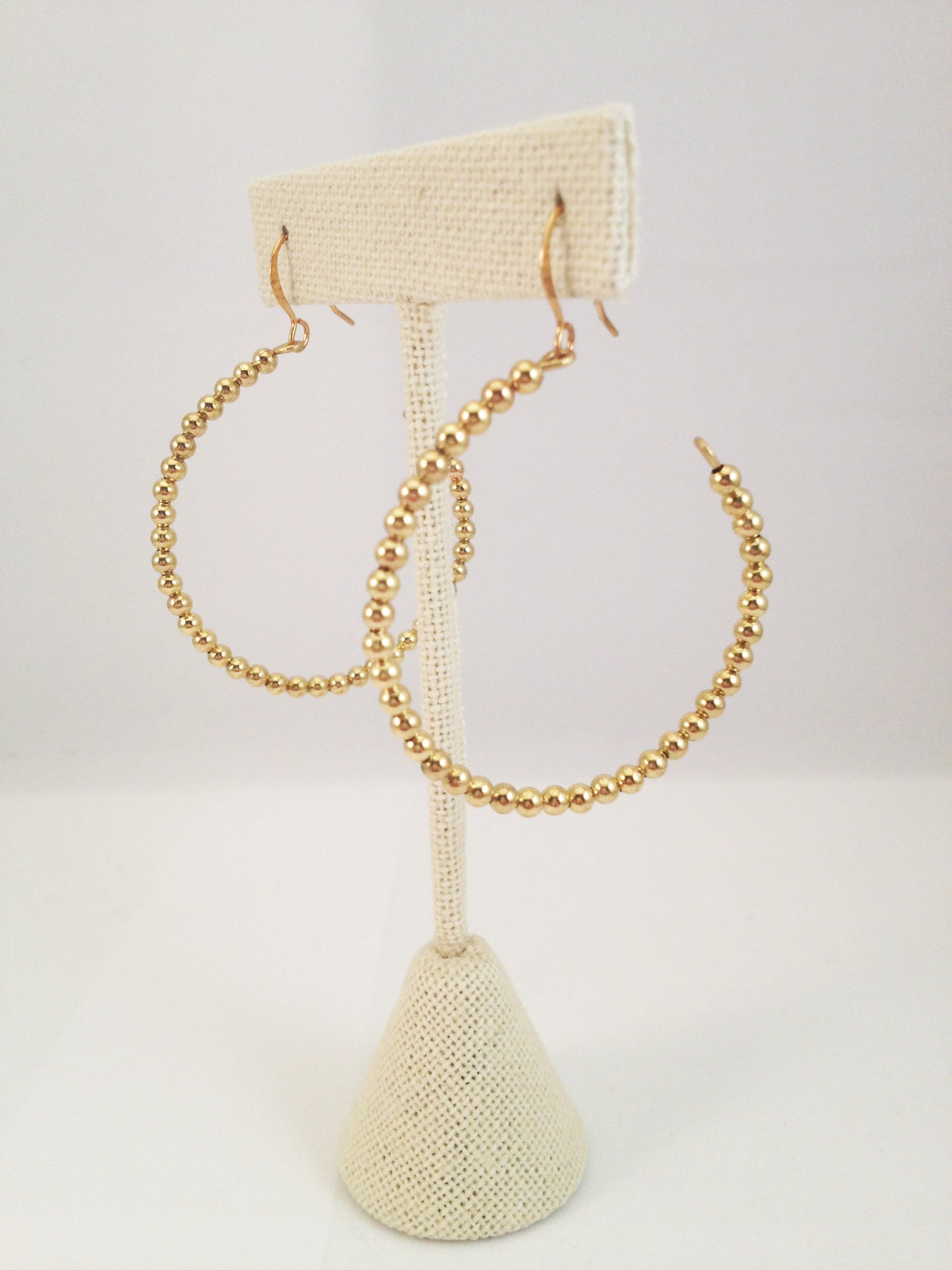 gold beaded hoops