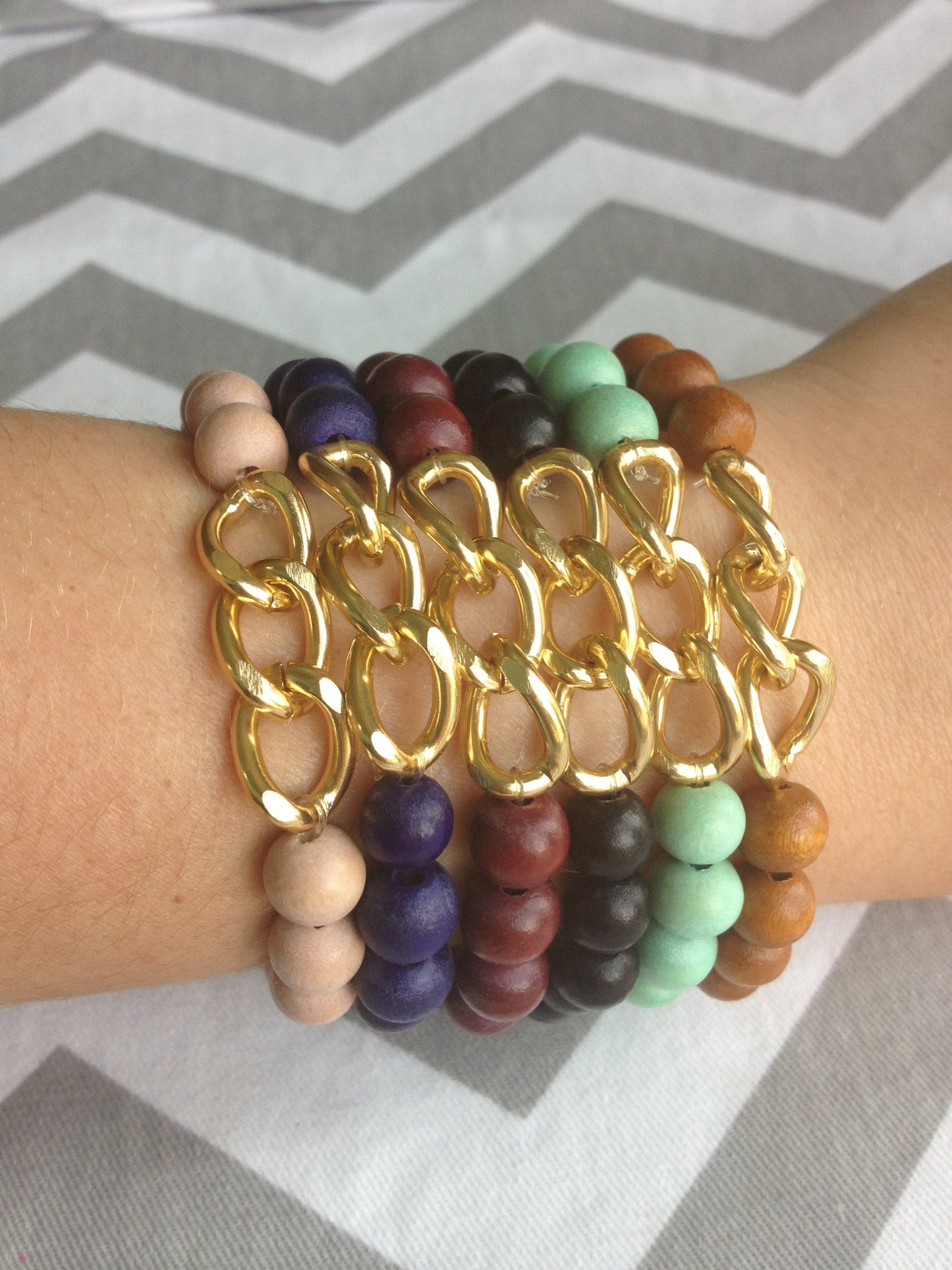 3 chain link stretch bracelet, small