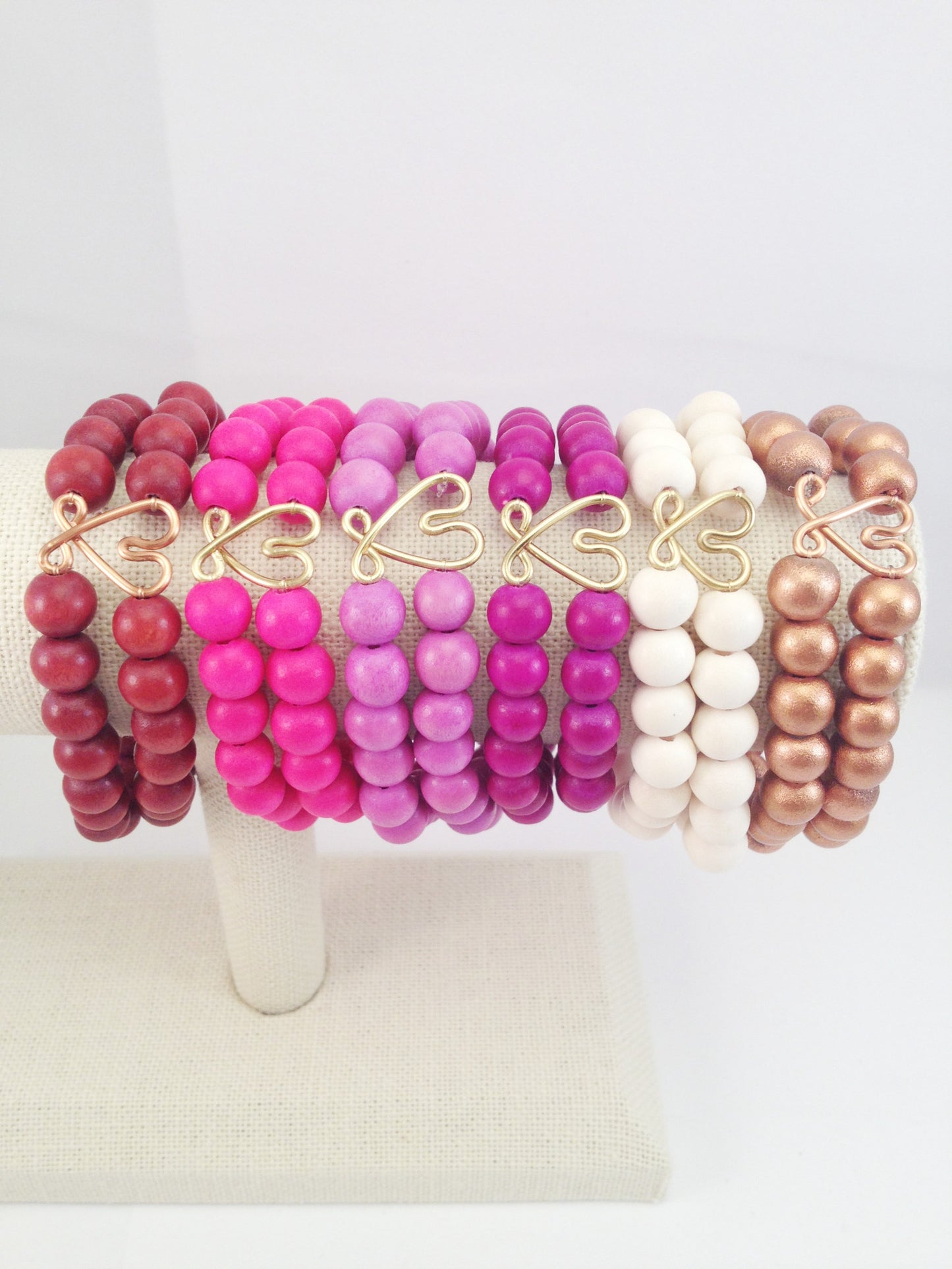 heart double strand stretch bracelet