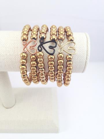 heart double strand stretch bracelet