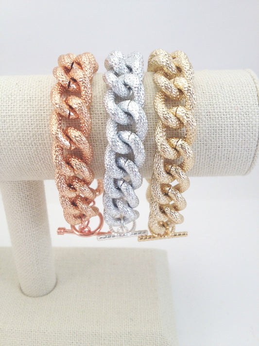 chain link bracelet, textured
