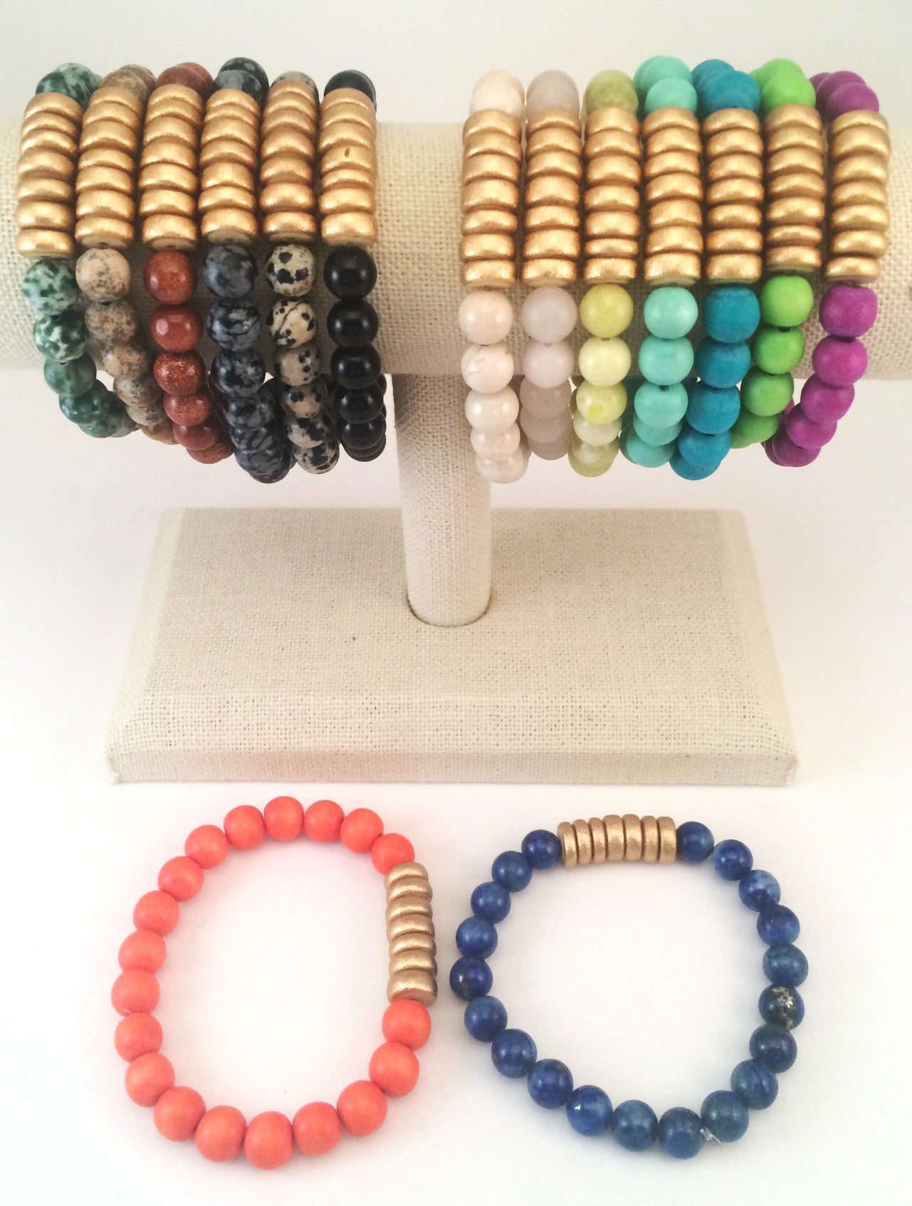 gold disc stretch bracelet