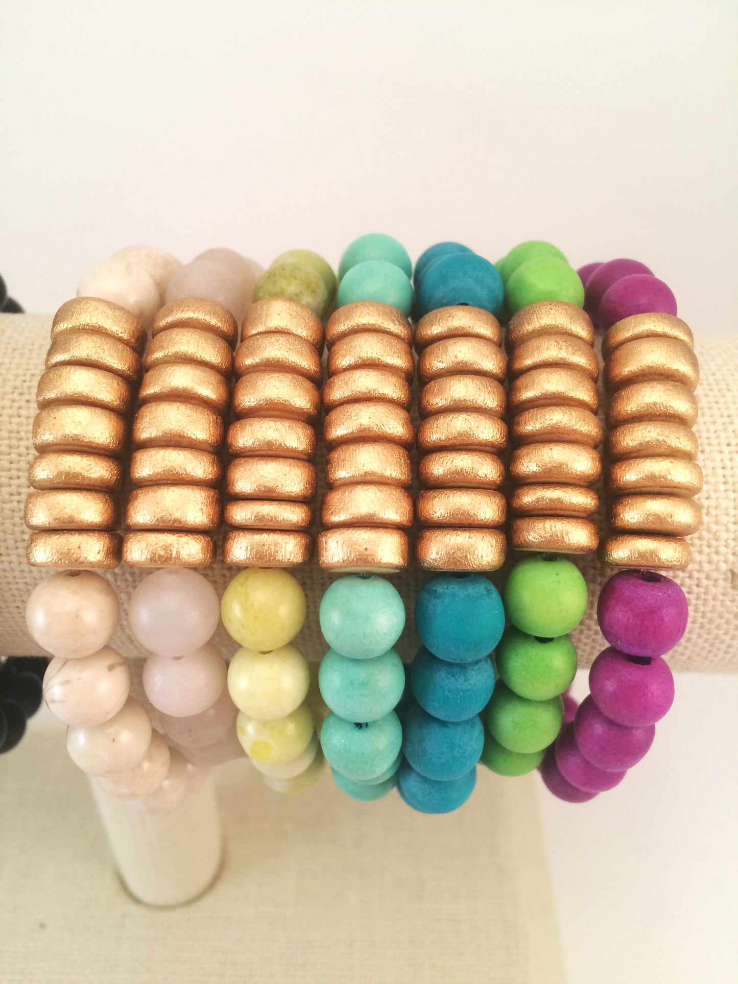 gold disc stretch bracelet