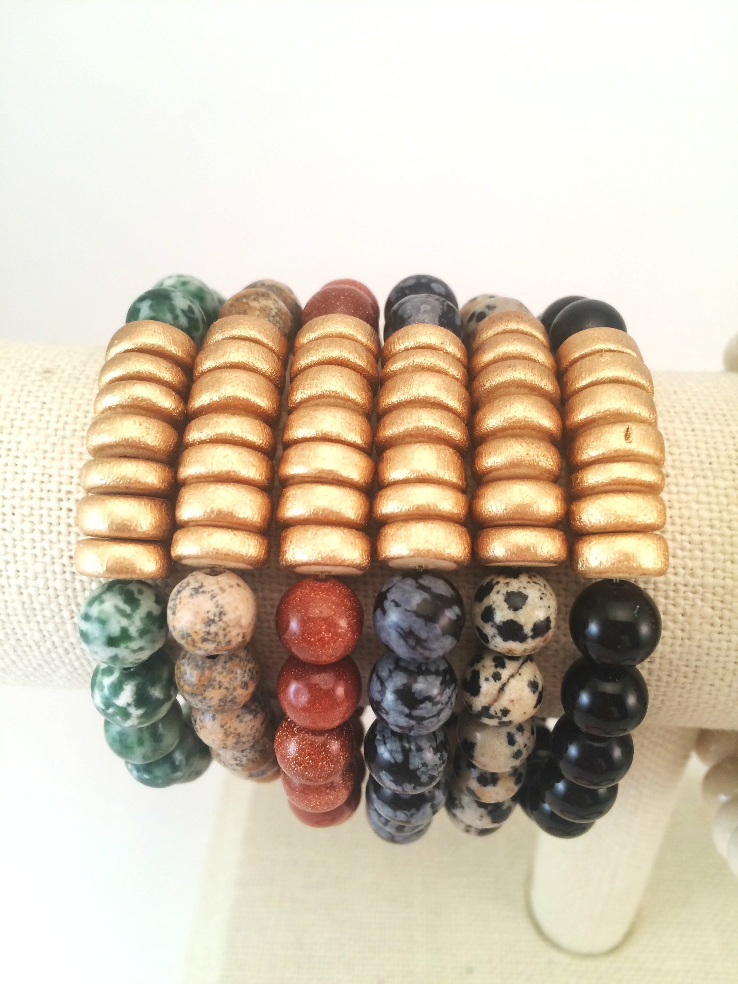 gold disc stretch bracelet