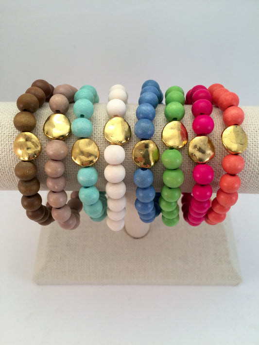 hammered disc stretch bracelet