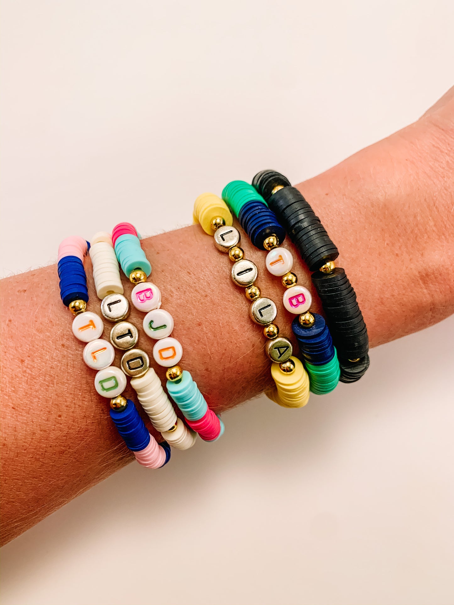 heishi clay bead bracelets