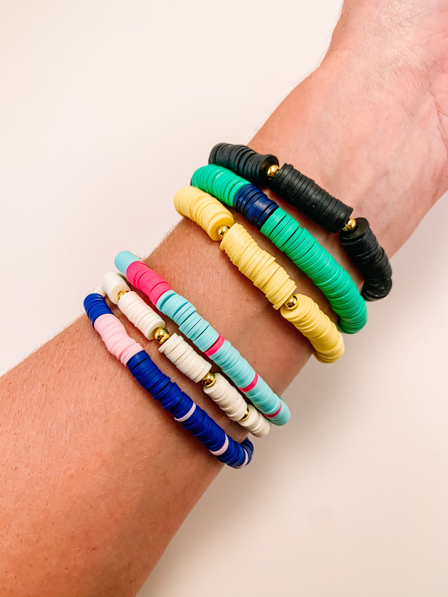 heishi clay bead bracelets