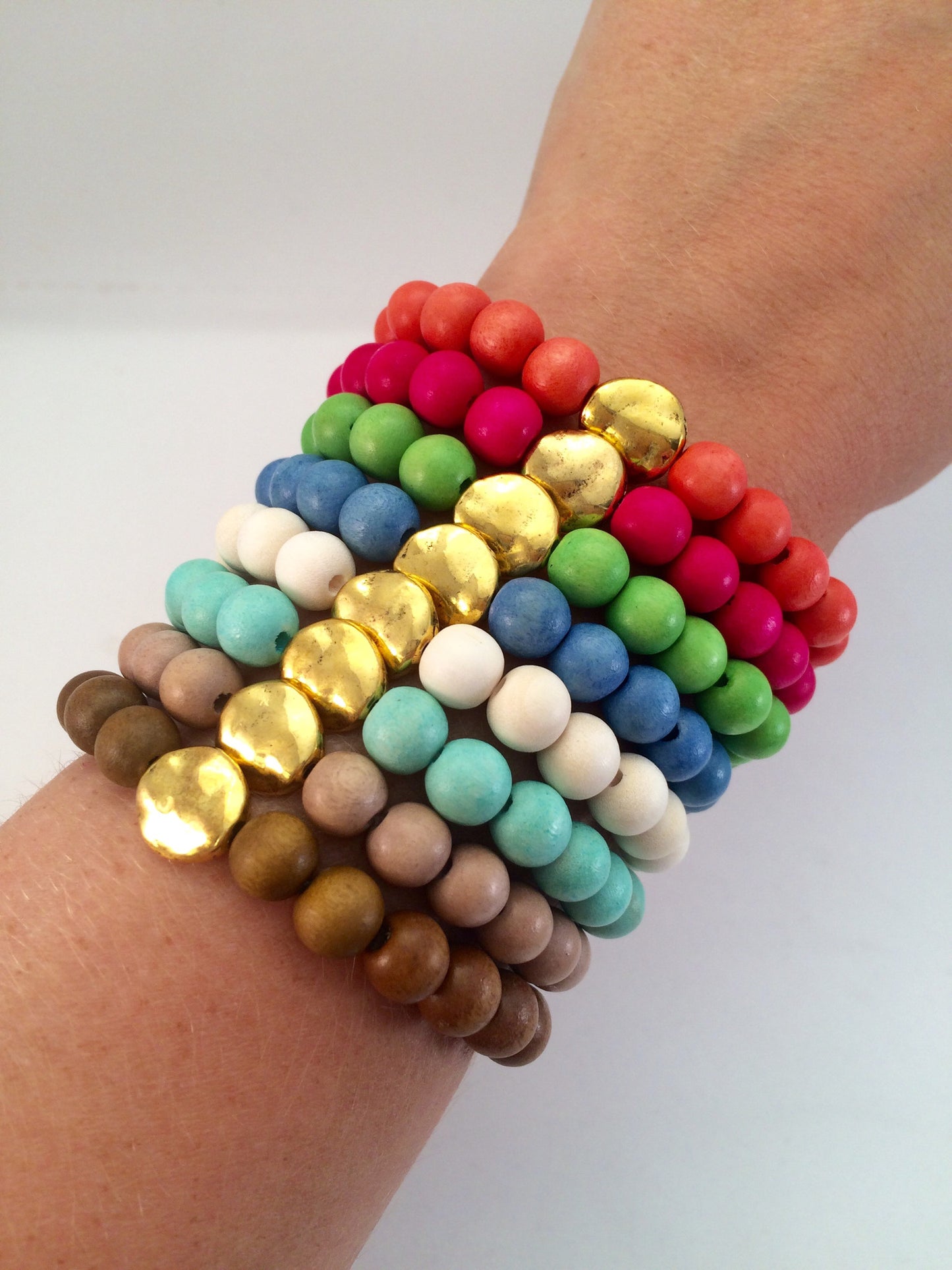 hammered disc stretch bracelet