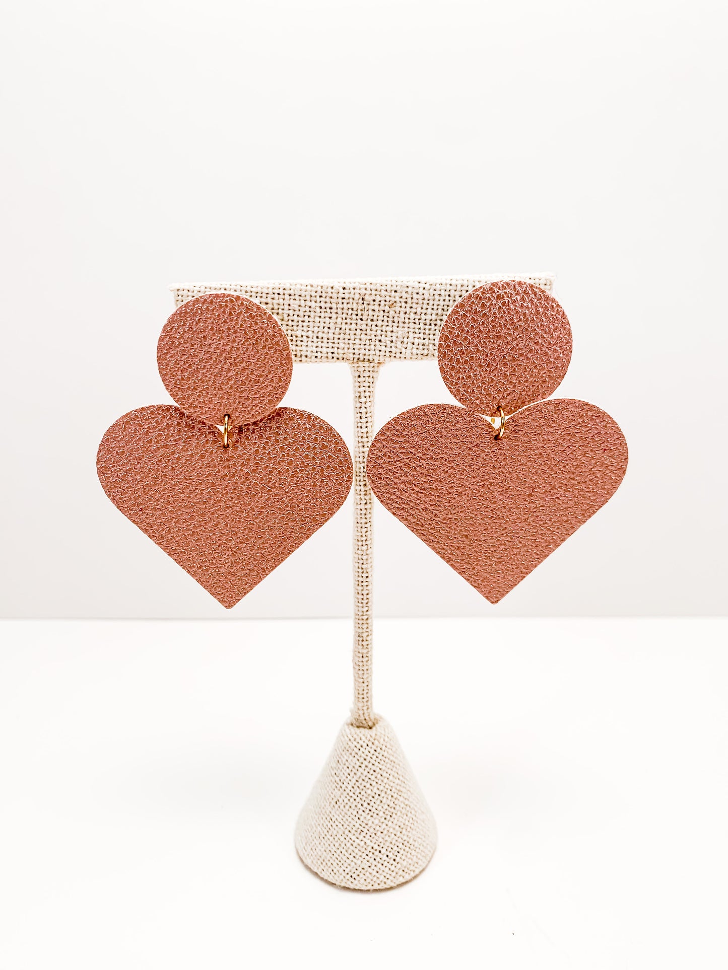 Leather Heart & Circle Stud