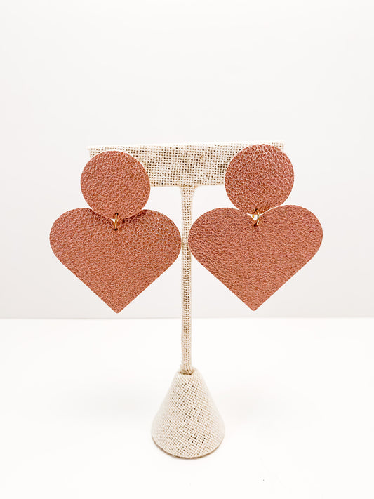 Leather Heart & Circle Stud