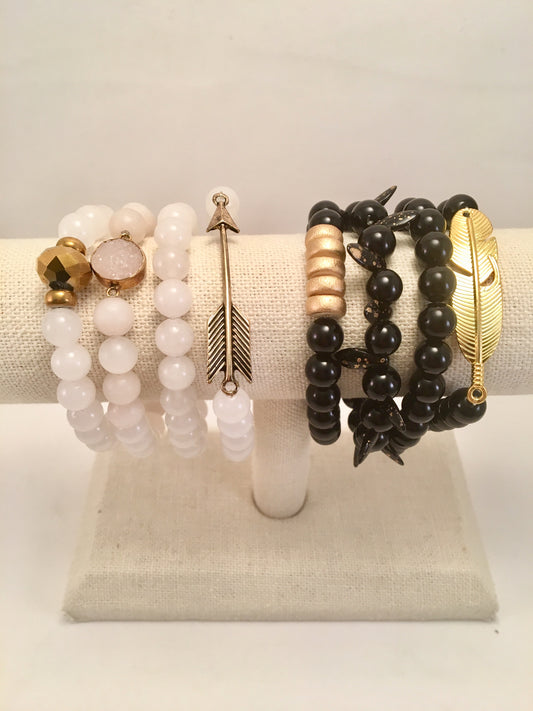monochromatic bracelet stack