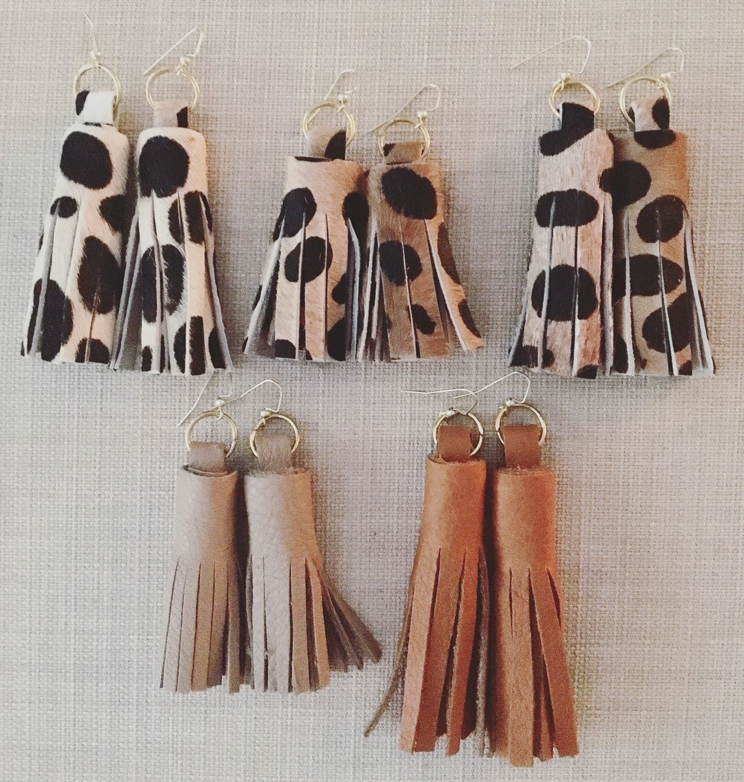 leopard chunky tassel earrings