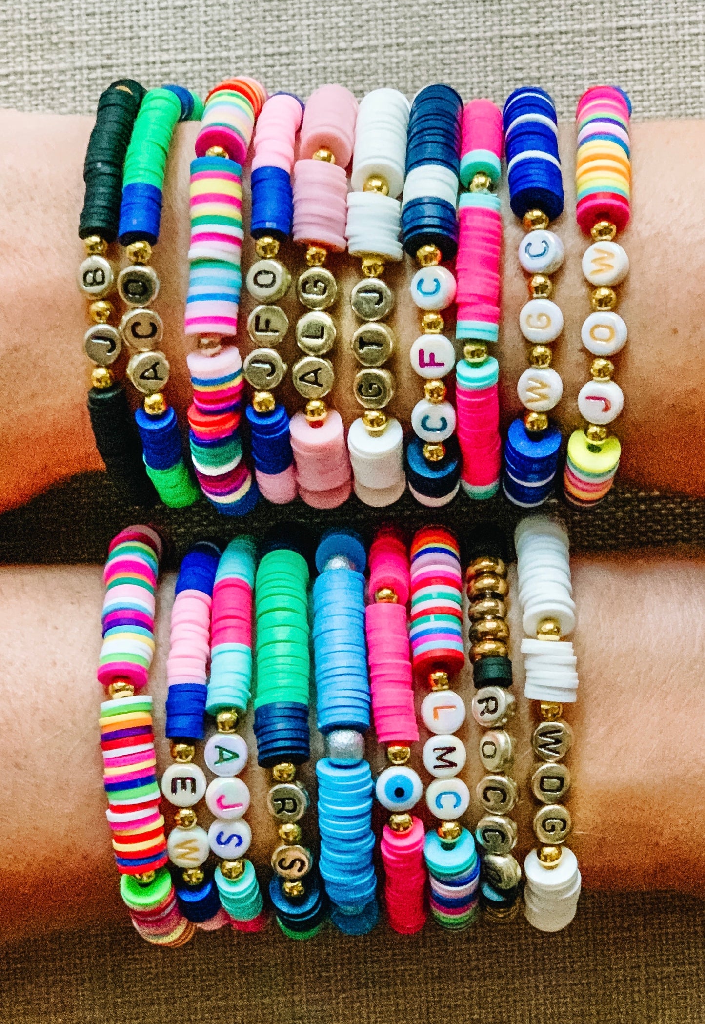 heishi clay bead bracelets