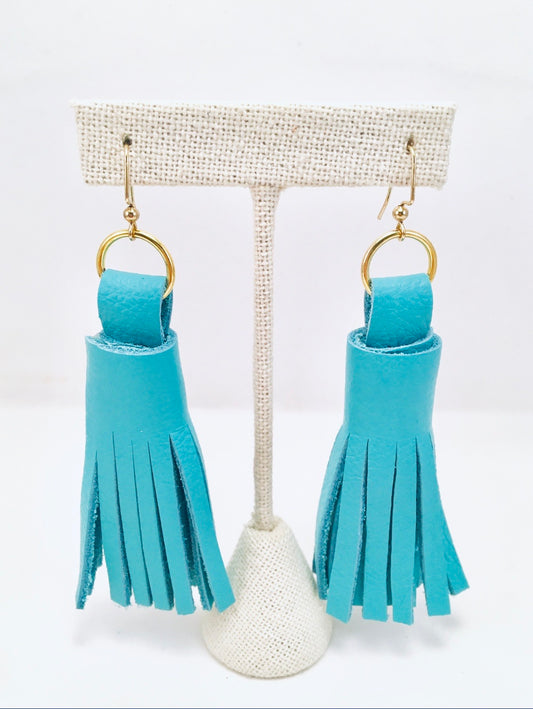 Chunky Leather Tassel Earrings