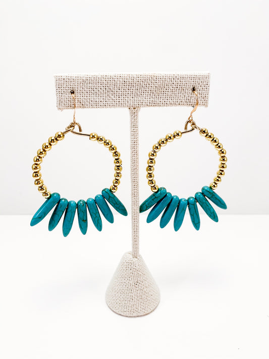 Turquoise spike hoops